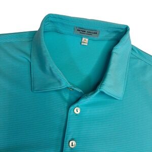 Peter Millar Summer Comfort Polo Shirt Turquoise Short Sleeve Mens Large Golf